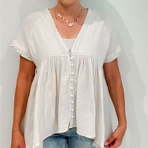 Women's White Button-Down Top